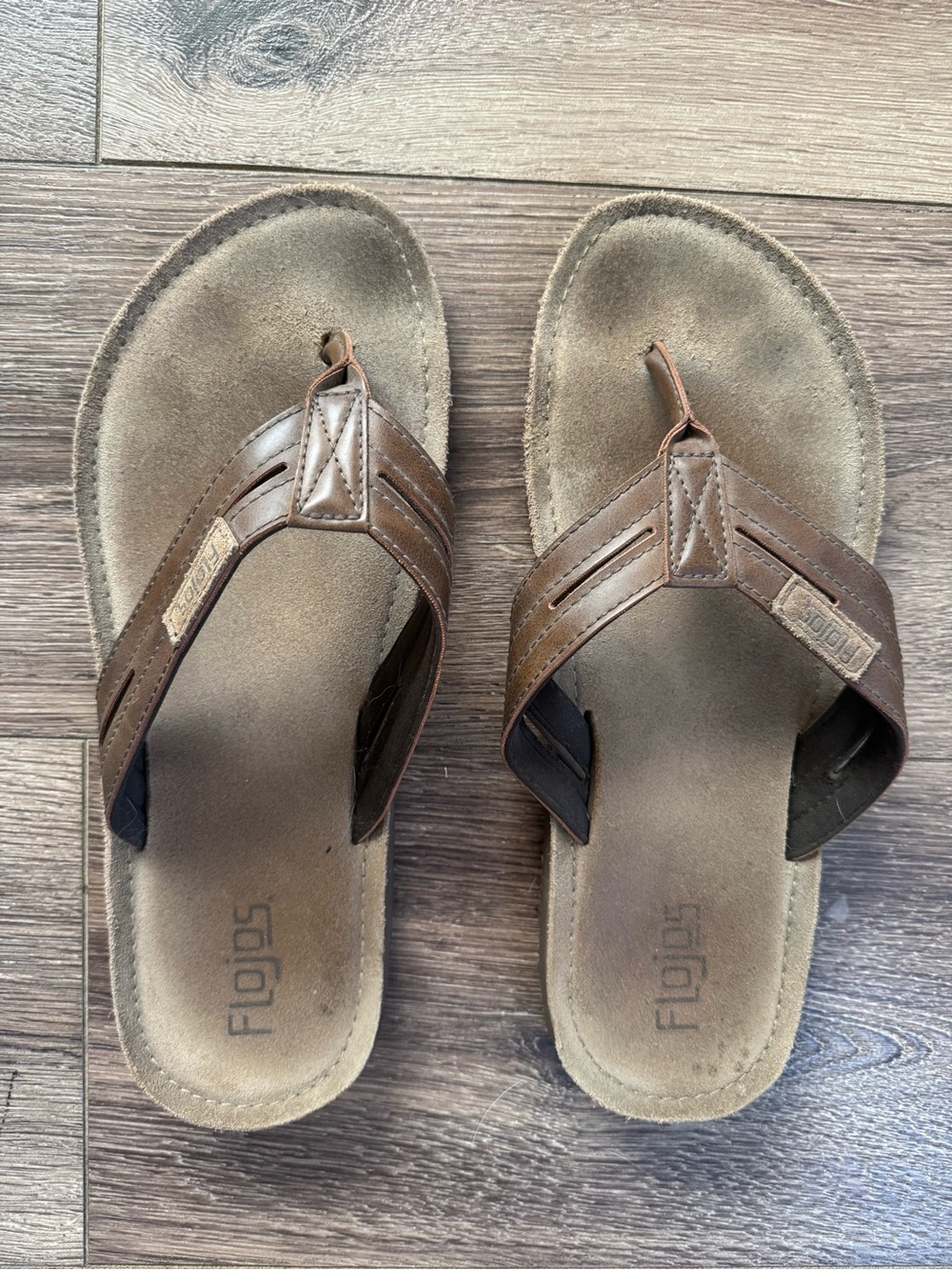 Flojos Alonzo Men's Padded Thong Flip Flop Sandals, Brown